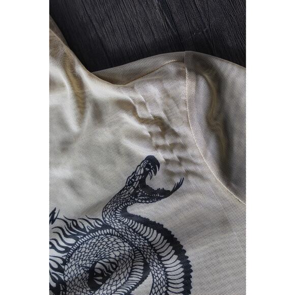 I AM GIA Sheer Long Sleeve Bodysuit Snake Tattoo Print Small - Picture 5 of 15